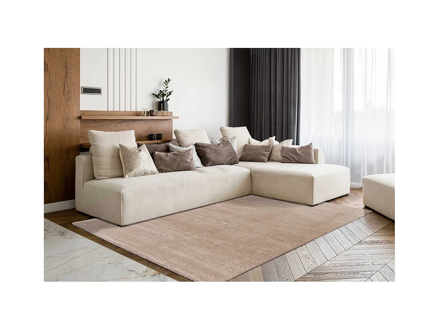 Tapis Tissé Shaggy à Poils Longs "Nila" Taupe 80 x 150 cm