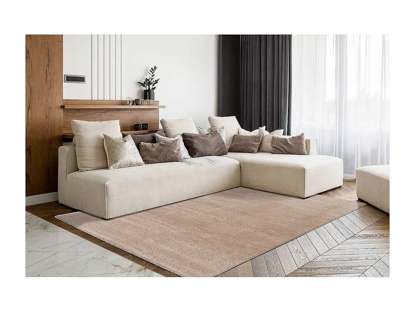 Tapis Tissé Shaggy à Poils Longs "Nila" Taupe 80 x 150 cm