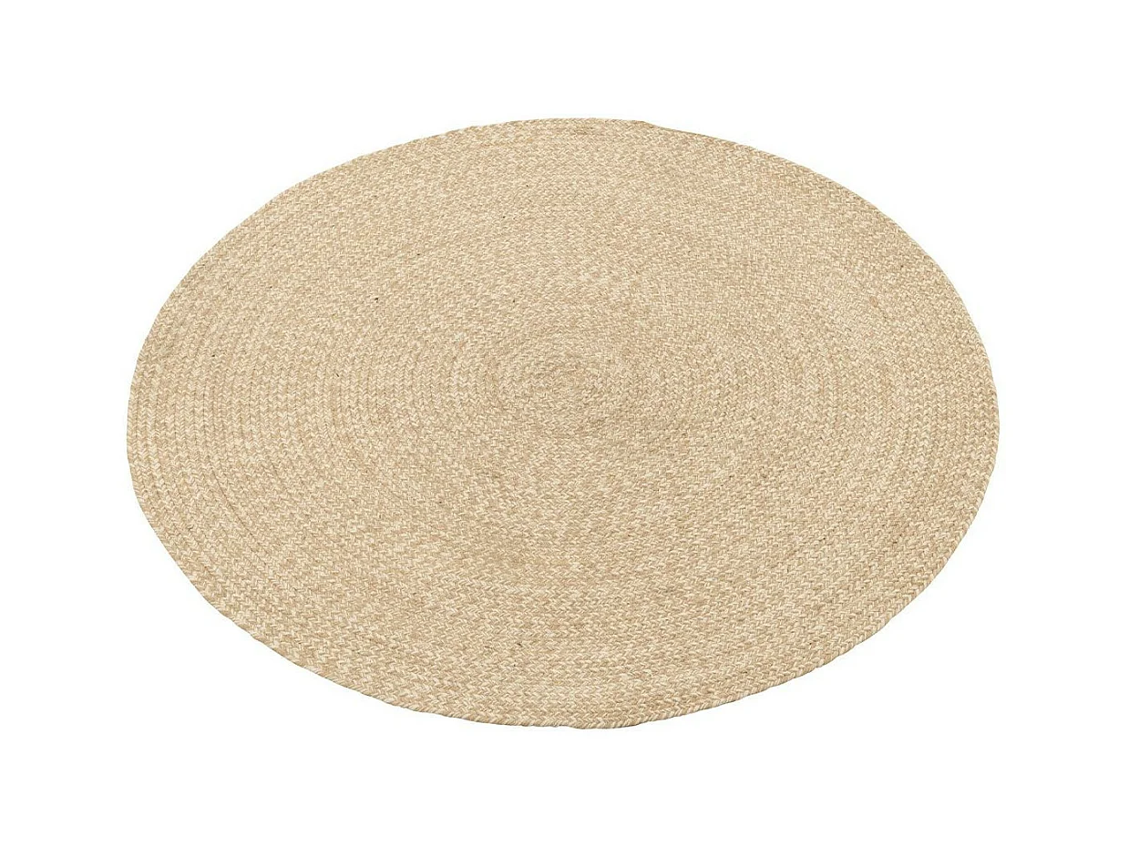 Tapis Rond Bohème "Miami" 150cm Naturel & Blanc