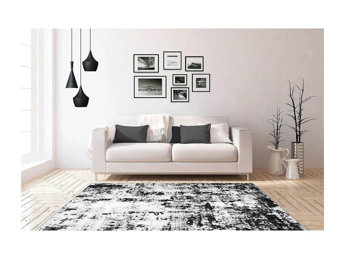 Tapis Vintage à Poils Courts "Esperanto VIII" Gris 120 x 170 cm