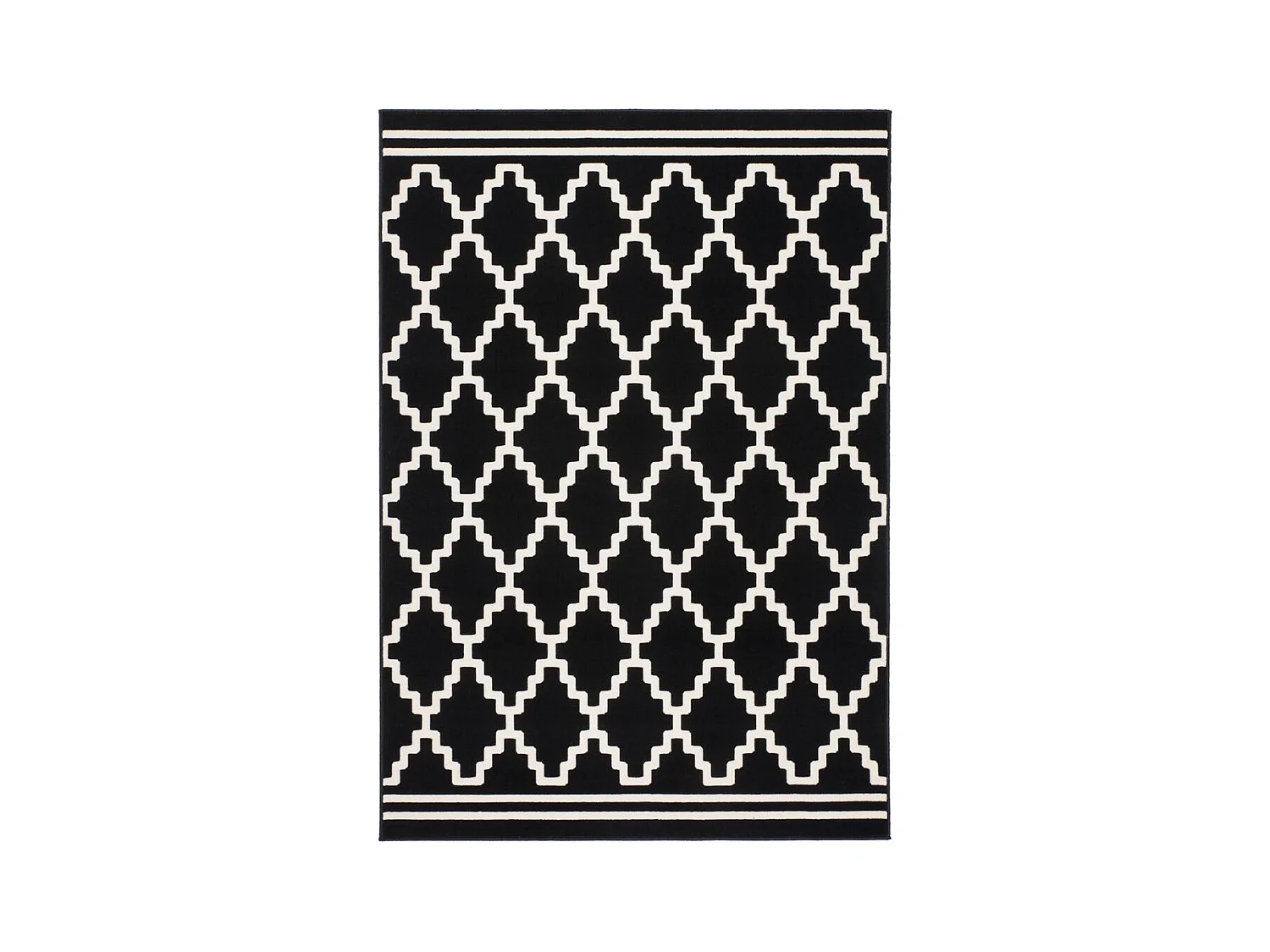 Tapis Imprimé Losange à Poils Courts "Lina" Noir 160 x 230 cm