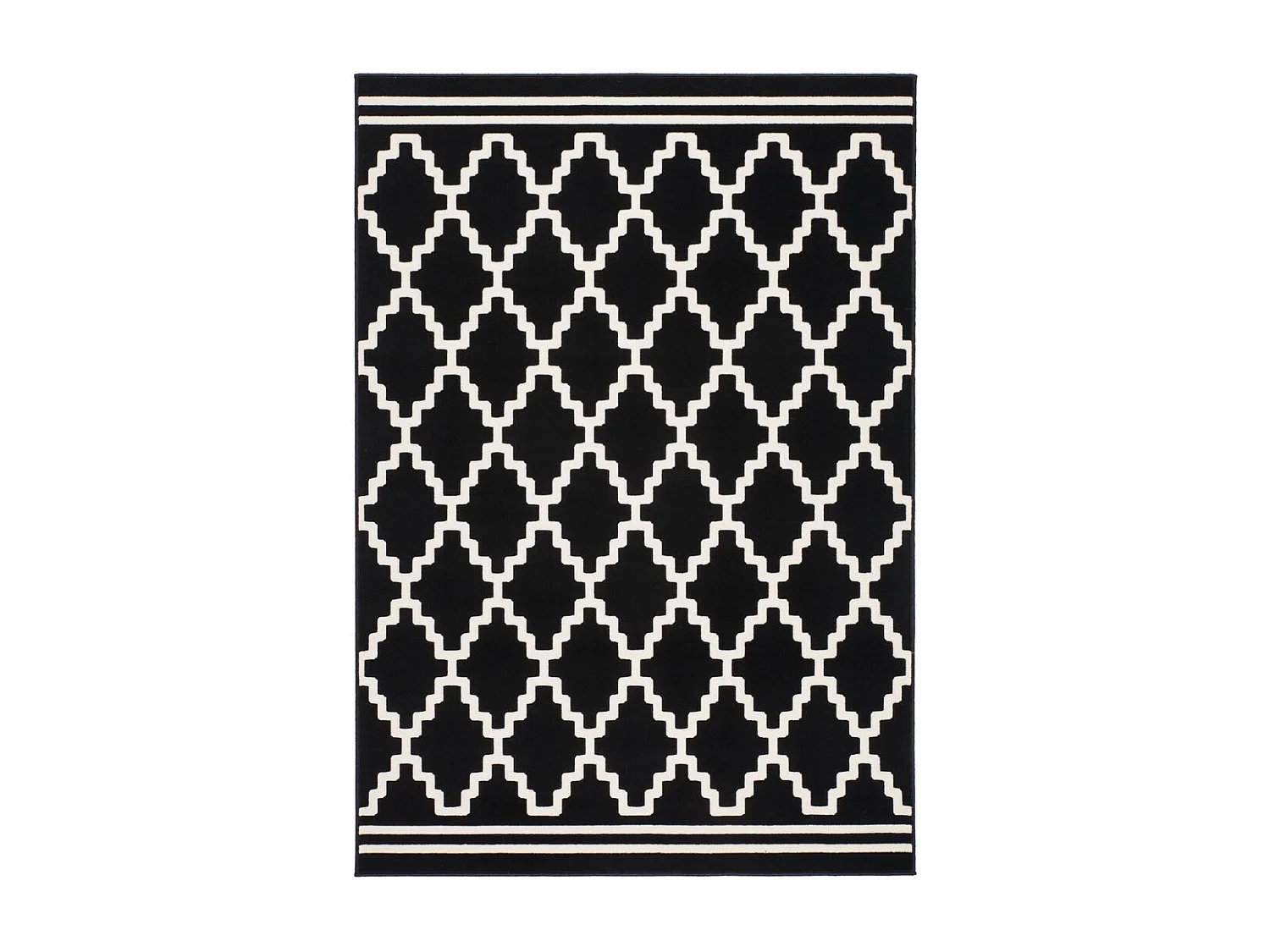 Tapis Imprimé Losange à Poils Courts "Lina" Noir 160 x 230 cm