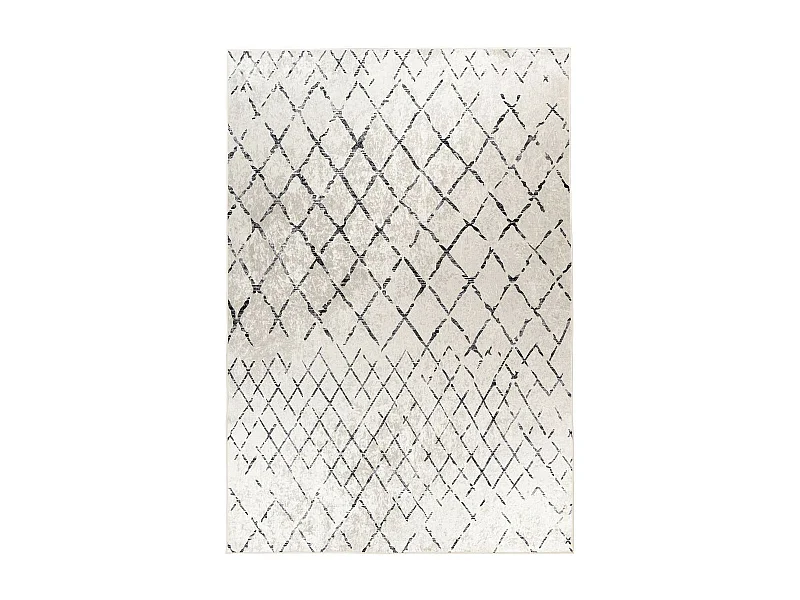 Tapis Vintage à Poils Courts "Sally" Ivoire & Noir 120 x 170 cm