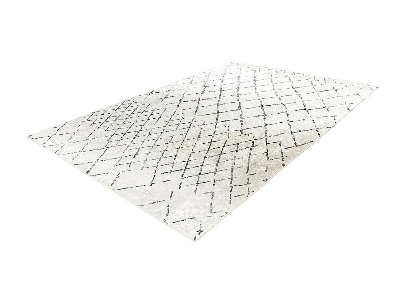 Tapis Vintage à Poils Courts "Sally" Ivoire & Noir 120 x 170 cm