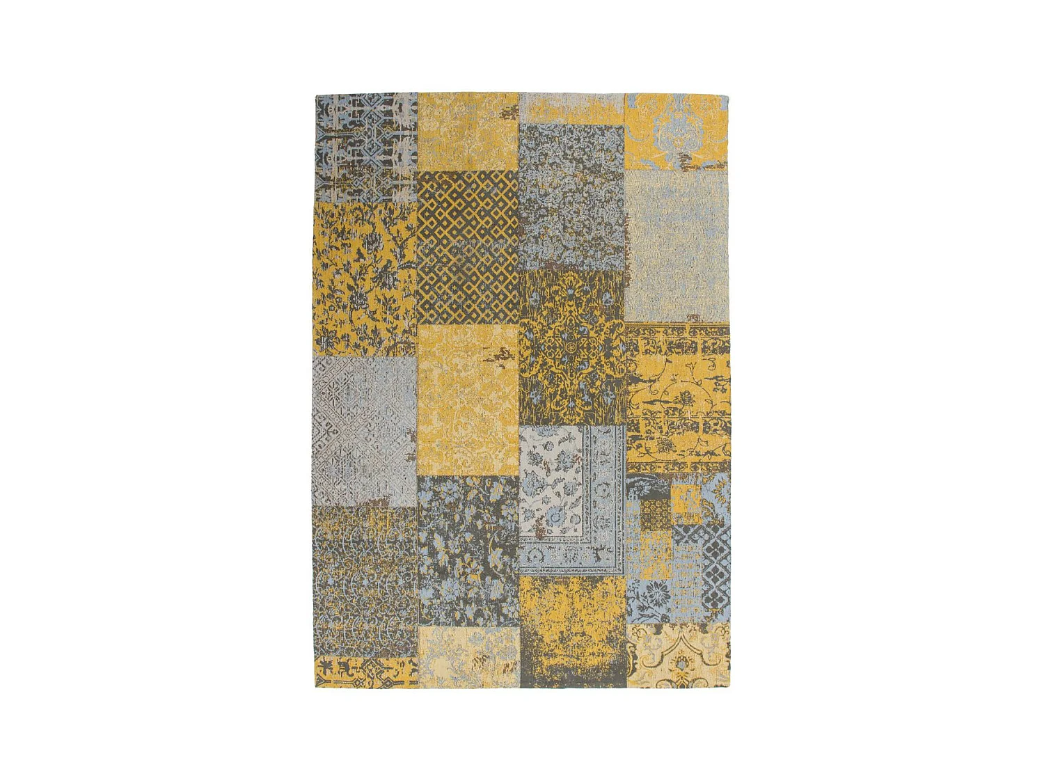 Tapis Tissé Vintage Patchwork "Symphony" Or 80 x 150 cm