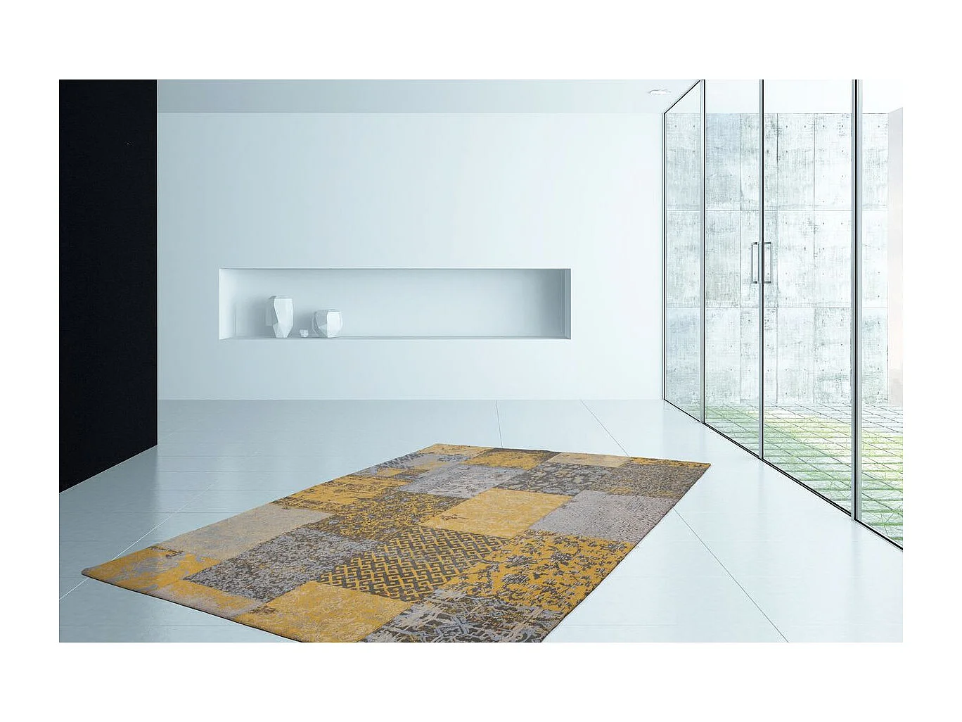 Tapis Tissé Vintage Patchwork "Symphony" Or 80 x 150 cm