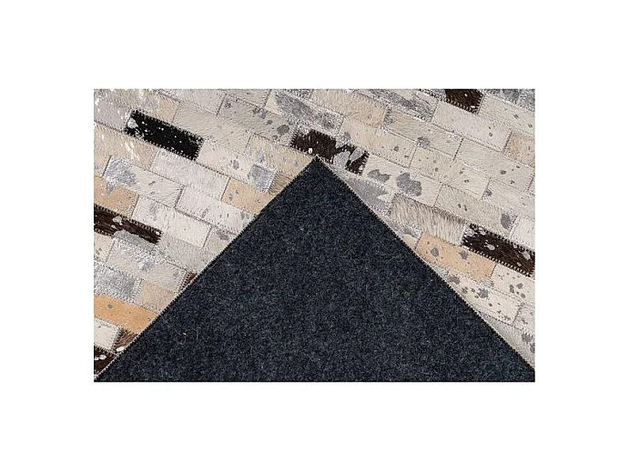 Tapis Fait Main en Cuir "Lavin VII" Noir & Multicolore 160 x 230 cm