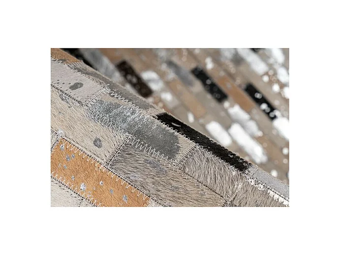 Tapis Fait Main en Cuir "Lavin VII" Noir & Multicolore 160 x 230 cm