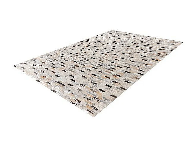 Tapis Fait Main en Cuir "Lavin VII" Noir & Multicolore 160 x 230 cm