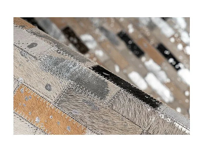 Tapis Fait Main en Cuir "Lavin VII" Noir & Multicolore 160 x 230 cm