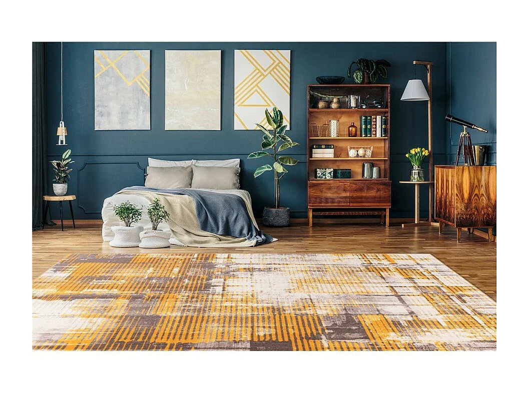 Tapis Tissé Doux à Poils Courts "Saphira" Jaune 160 x 230 cm