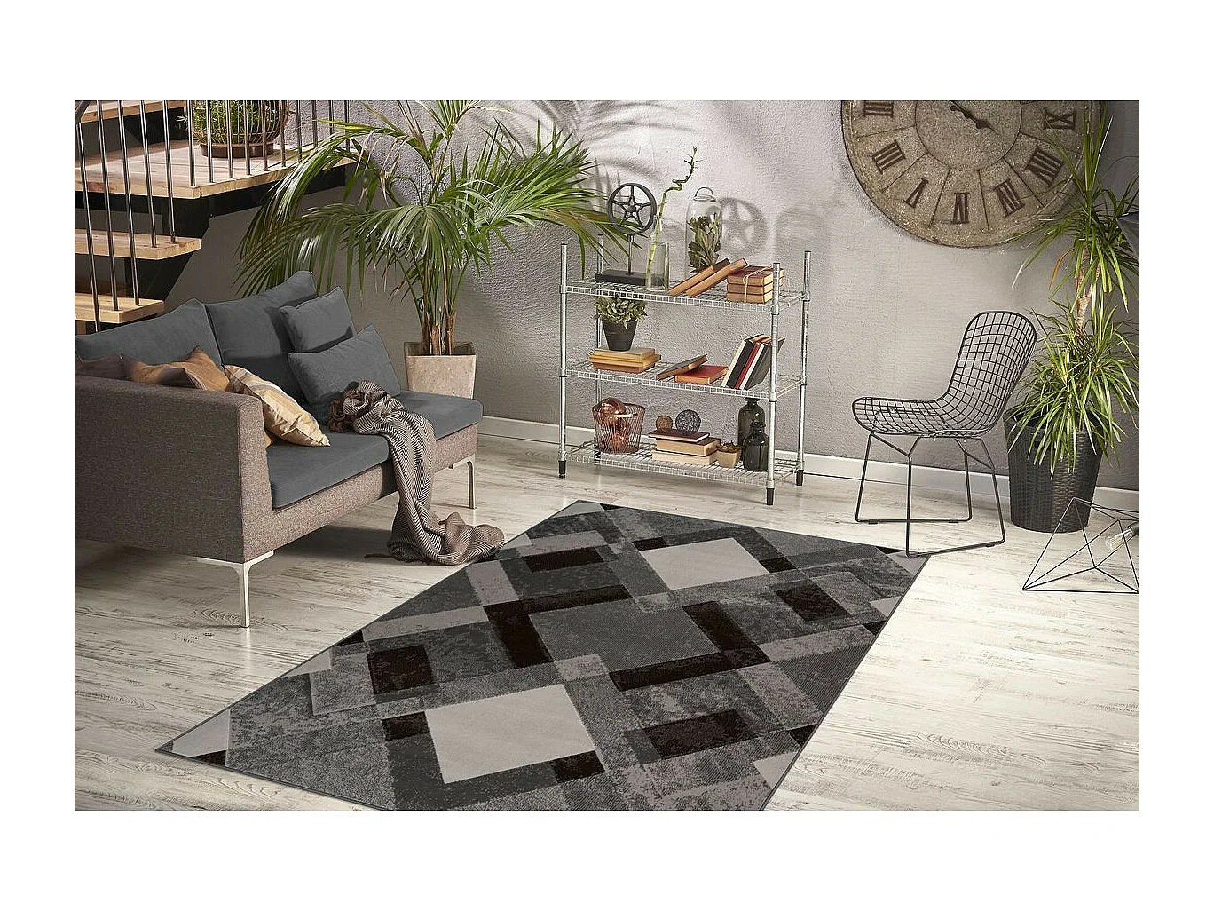 Tapis Rétro à Poils Courts "Esperanto I" Taupe 80 x 150 cm