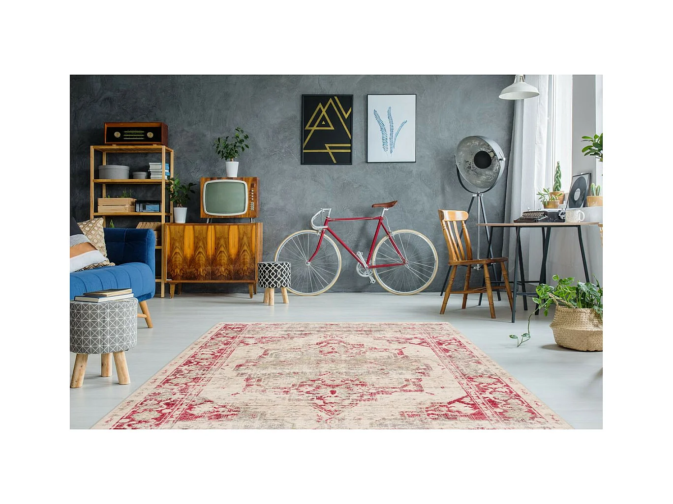 Tapis Vintage à Poils Courts "Baroque I" Multicolore 120 x 170 cm