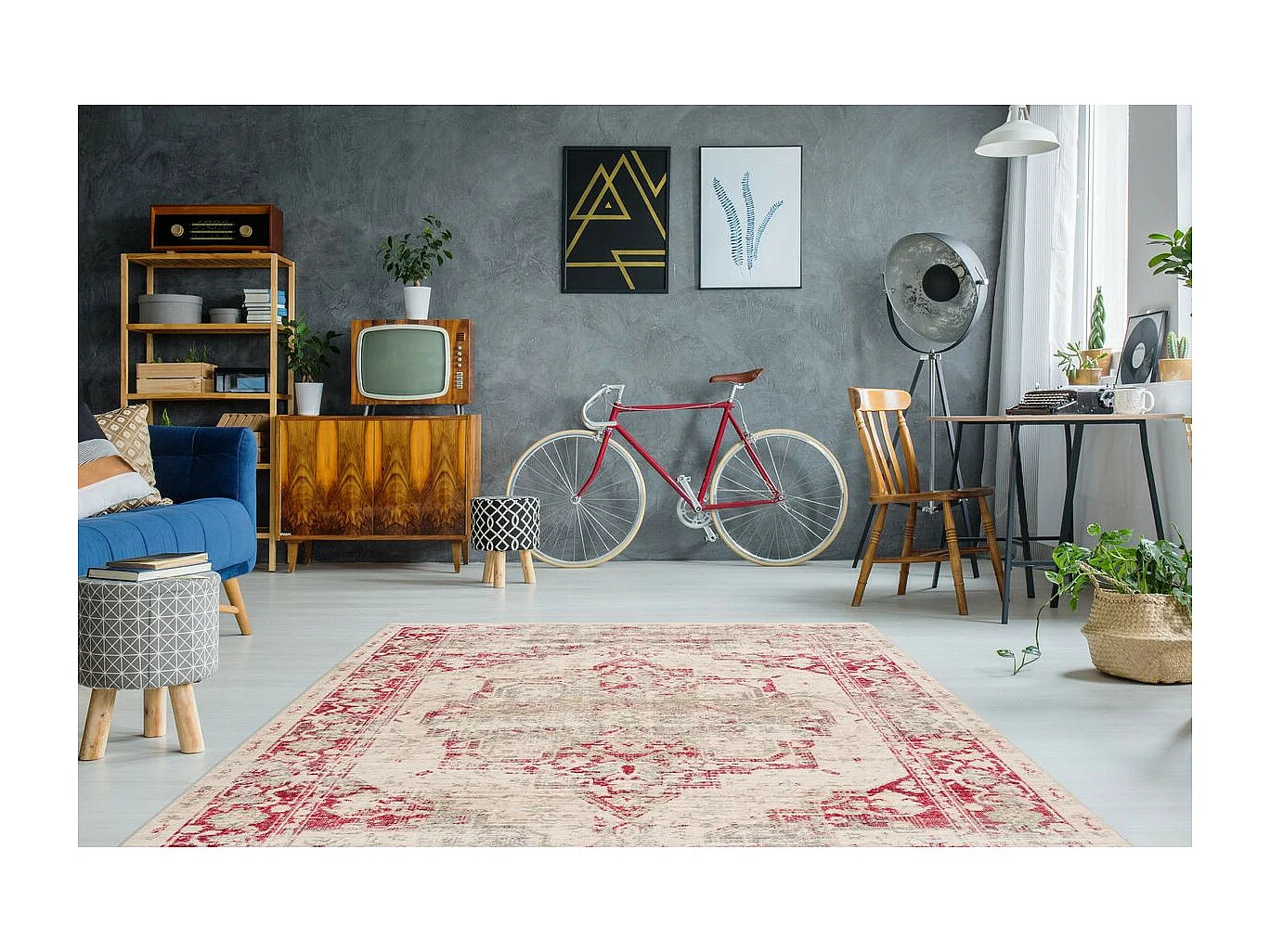 Tapis Vintage à Poils Courts "Baroque I" Multicolore 120 x 170 cm