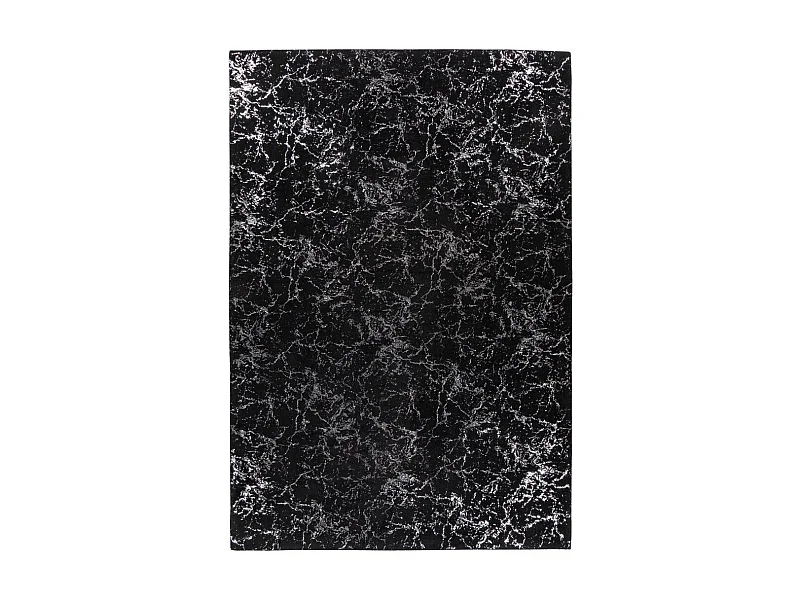 Tapis Marbré à Poils Longs "Bijou" Noir & Argent 80 x 150 cm