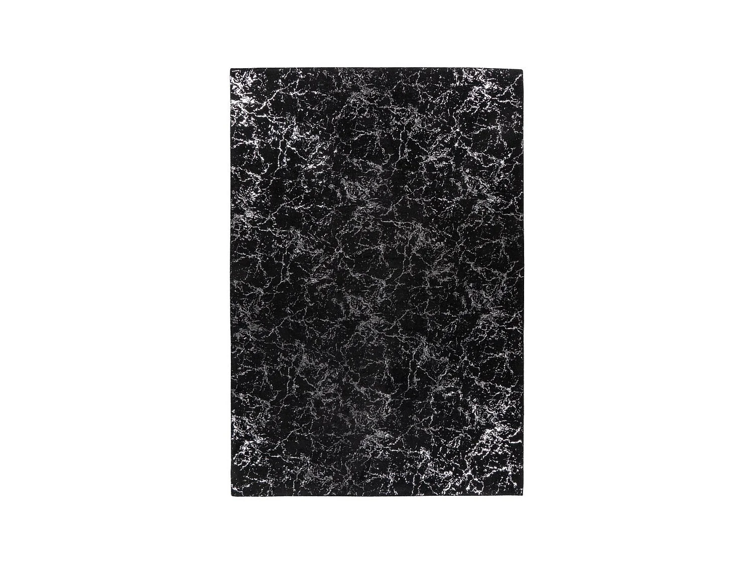Tapis Marbré à Poils Longs "Bijou" Noir & Argent 80 x 150 cm