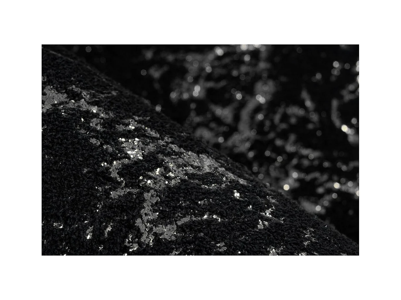 Tapis Marbré à Poils Longs "Bijou" Noir & Argent 80 x 150 cm