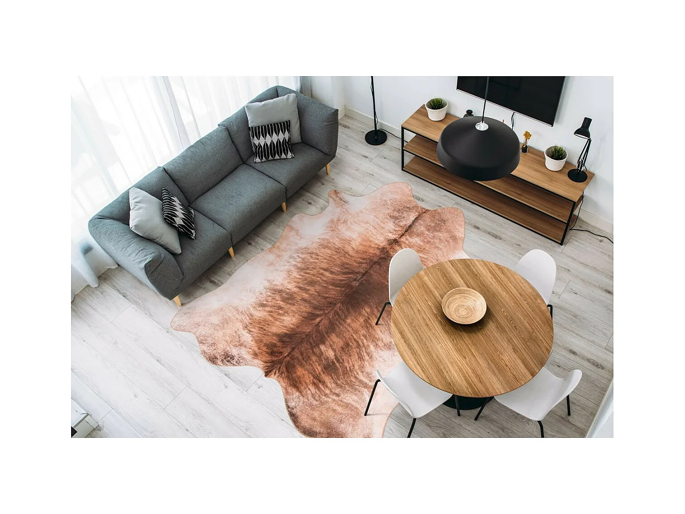 Tapis Tissé Imprimé Animal "Western" Marron Clair 160 x 220 cm