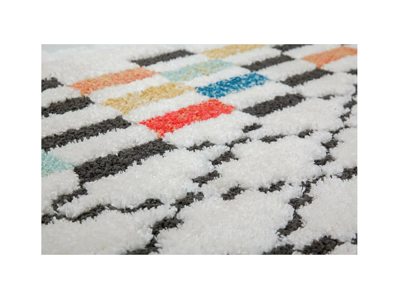 Tapis Ethnique à Franges "Agadir" Noir & Multicolore 80 x 150 cm