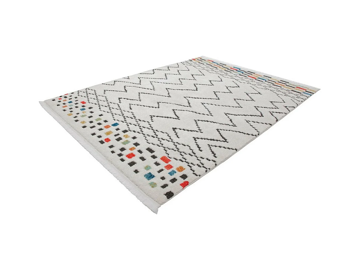 Tapis Ethnique à Franges "Agadir" Noir & Multicolore 80 x 150 cm