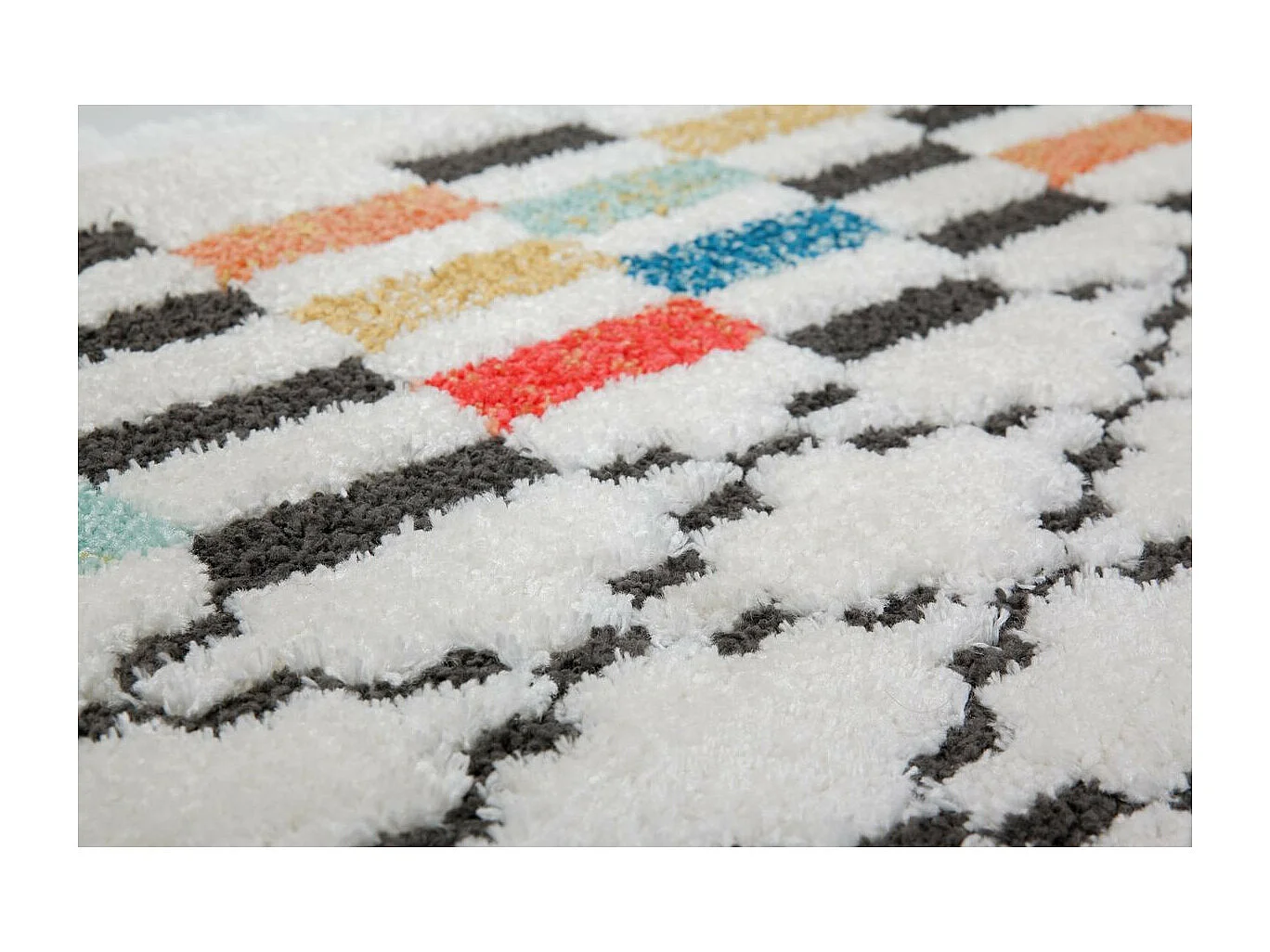 Tapis Ethnique à Franges "Agadir" Noir & Multicolore 80 x 150 cm