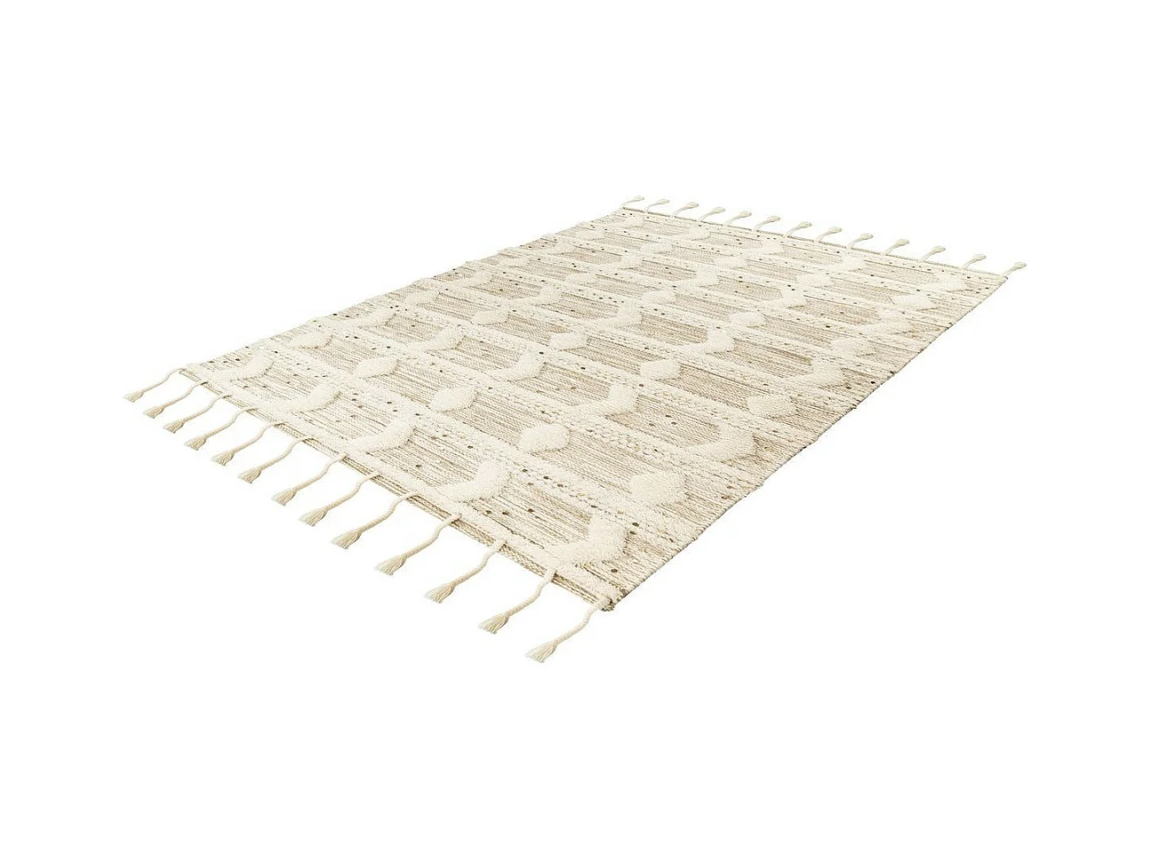 Tapis Bohème Tissé Fait à la Main "Bohist" Crème & Kaki 120 x 180 cm