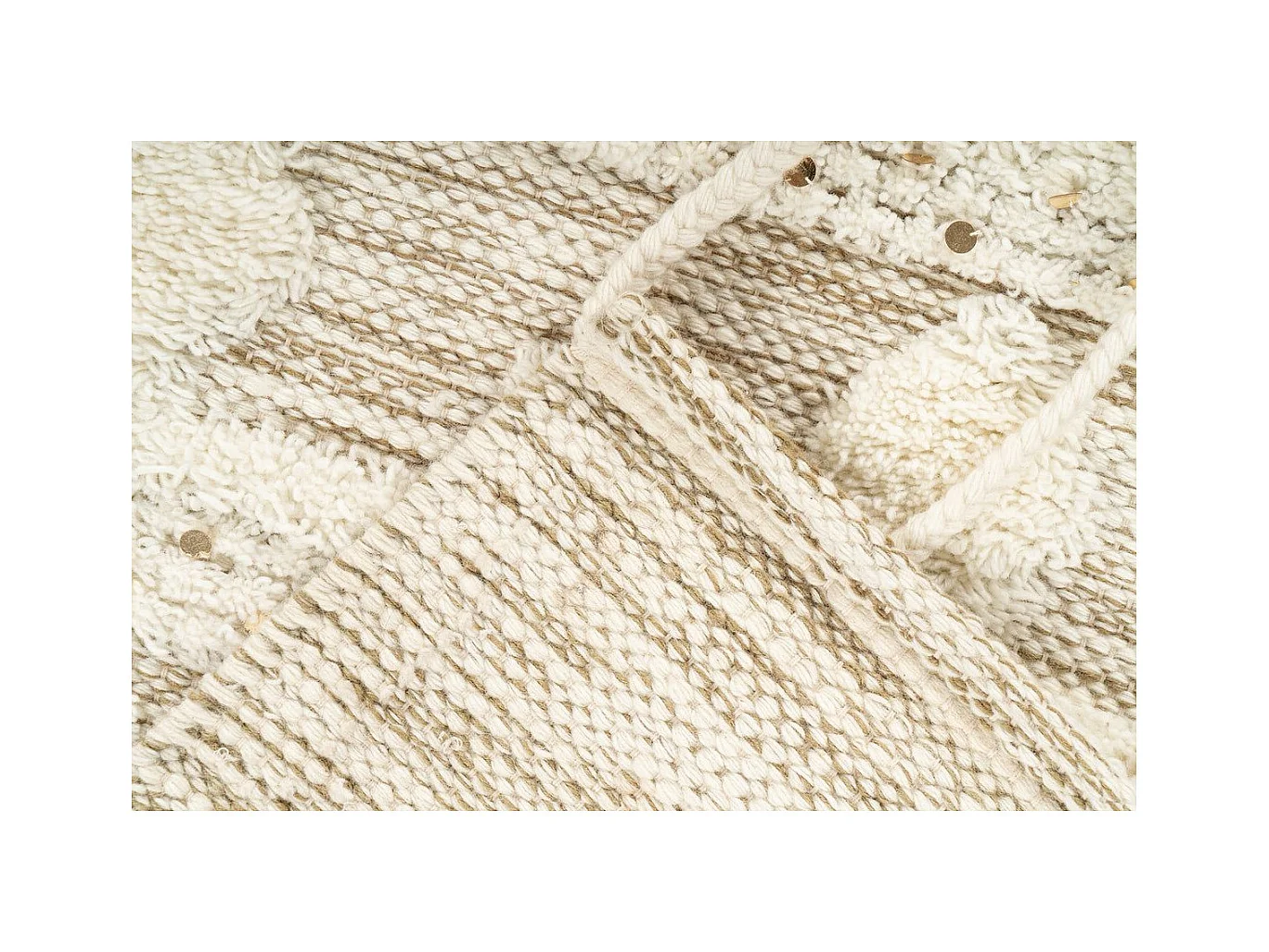 Tapis Bohème Tissé Fait à la Main "Bohist" Crème & Kaki 120 x 180 cm