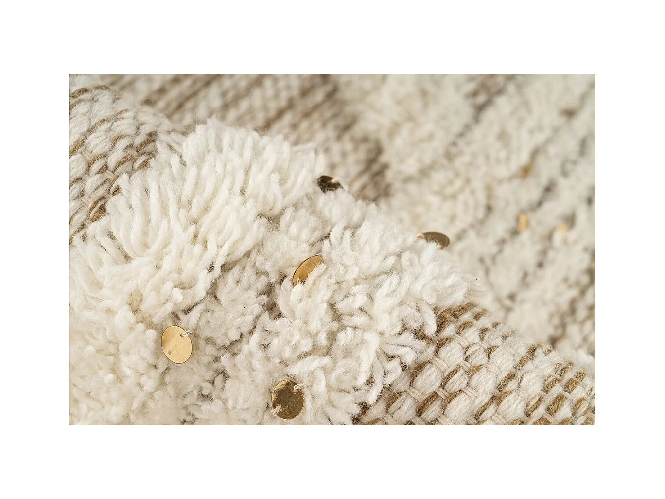 Tapis Bohème Tissé Fait à la Main "Bohist" Crème & Kaki 120 x 180 cm