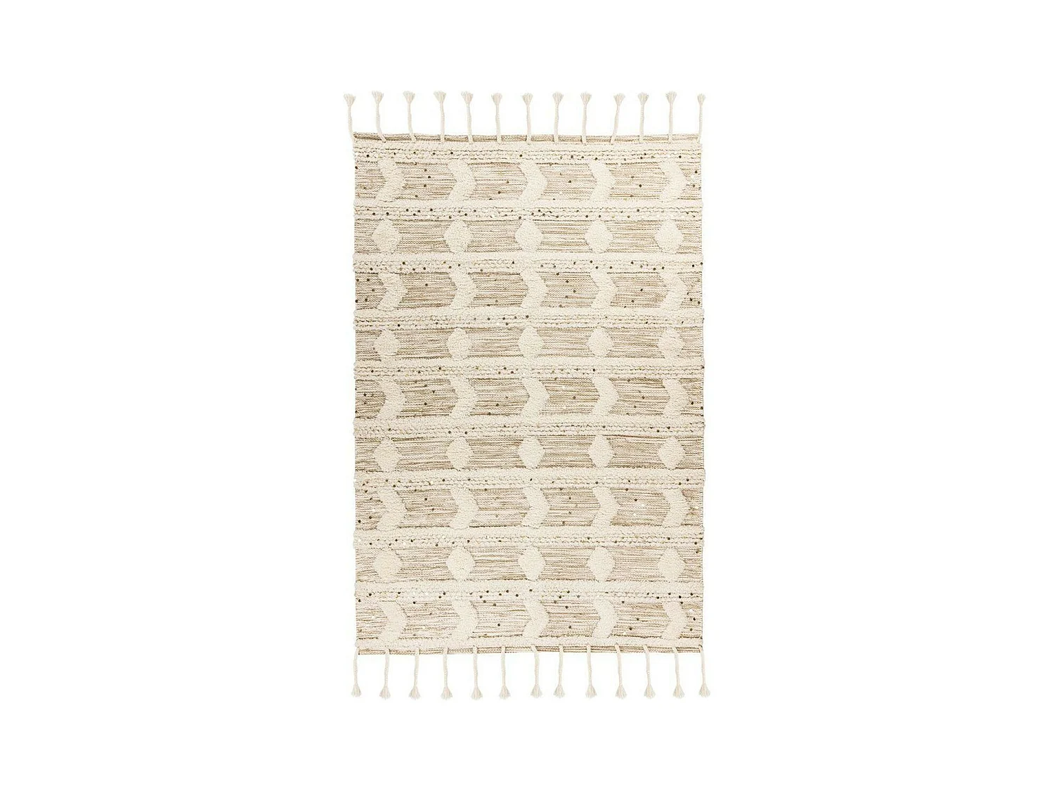 Tapis Bohème Tissé Fait à la Main "Bohist" Crème & Kaki 120 x 180 cm