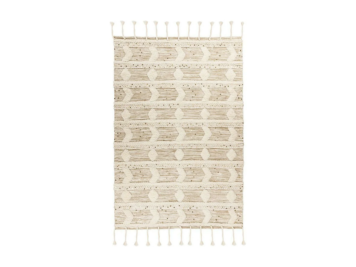 Tapis Bohème Tissé Fait à la Main "Bohist" Crème & Kaki 120 x 180 cm