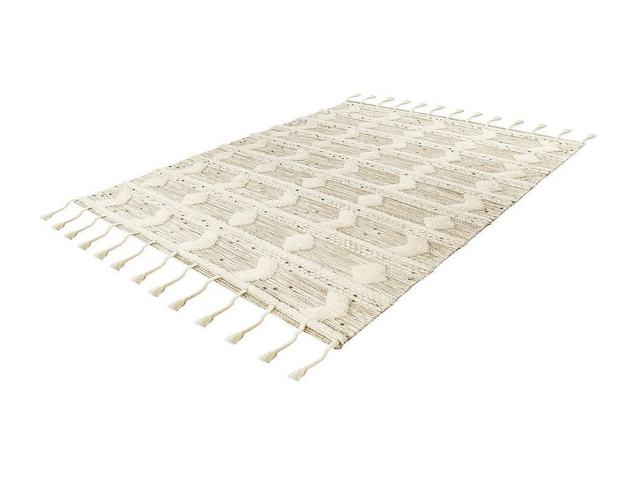 Tapis Bohème Tissé Fait à la Main "Bohist" Crème & Kaki 120 x 180 cm