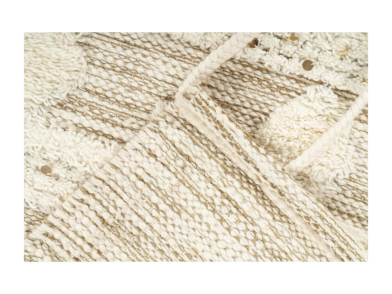 Tapis Bohème Tissé Fait à la Main "Bohist" Crème & Kaki 120 x 180 cm