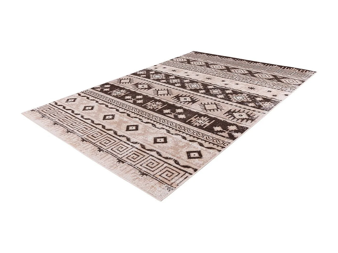 Tapis Ethnique à Poils Courts "Ariya" Taupe 120 x 170 cm