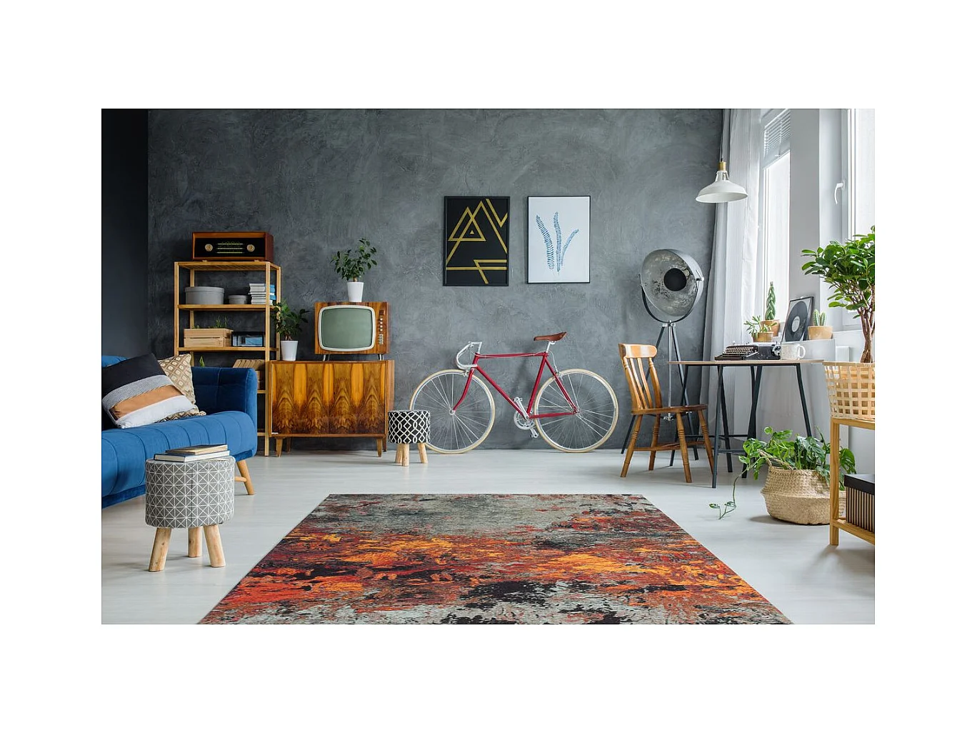 Tapis Vintage à Poils Courts "Blaze" Multicolore 115 x 170 cm