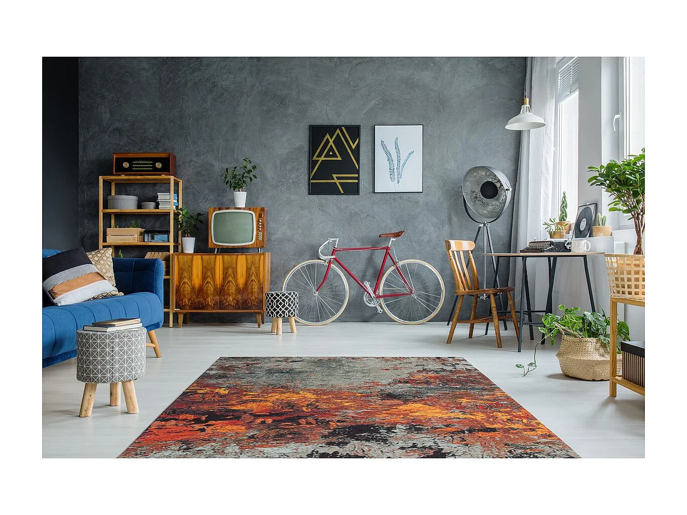 Tapis Vintage à Poils Courts "Blaze" Multicolore 115 x 170 cm