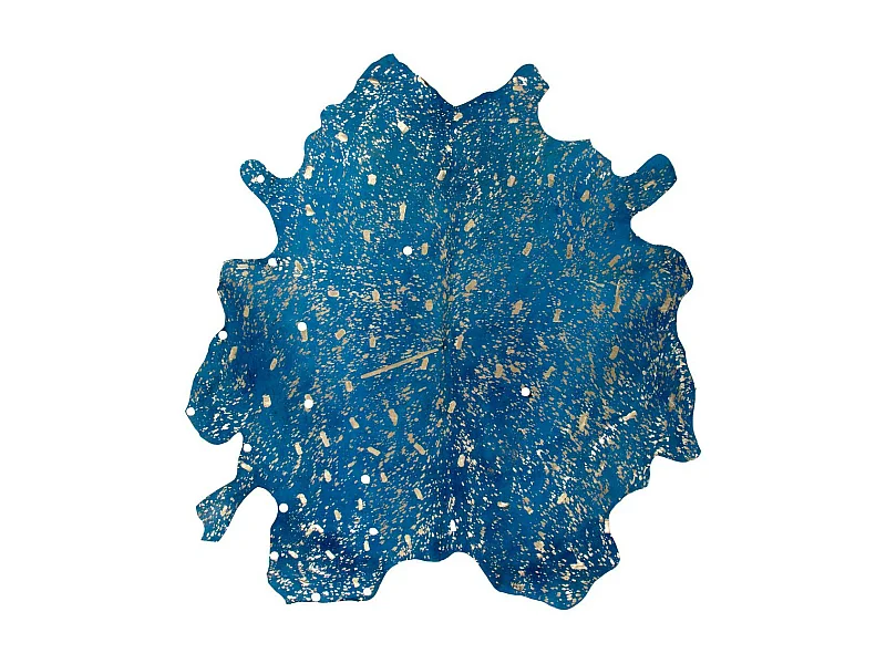 Tapis Peau de Vache "Glam" Bleu & Or 200 x 260 cm