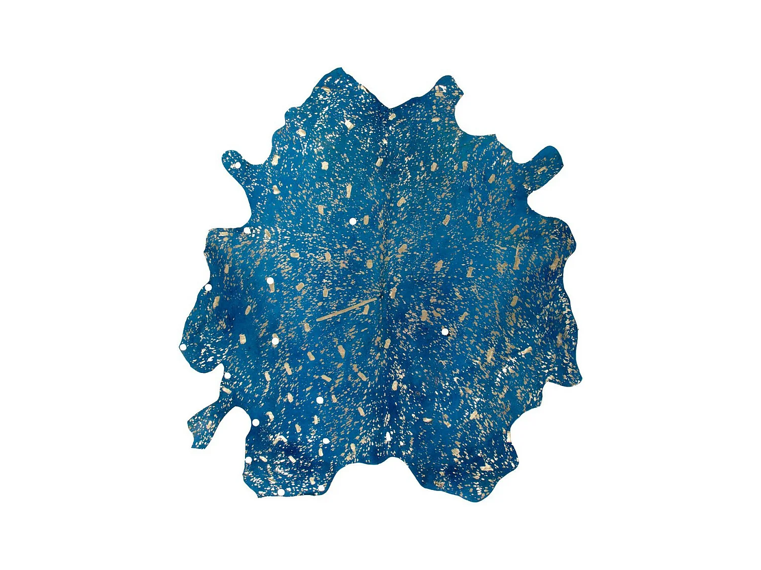 Tapis Peau de Vache "Glam" Bleu & Or 200 x 260 cm