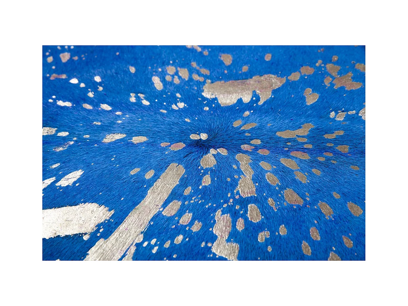 Tapis Peau de Vache "Glam" Bleu & Or 200 x 260 cm