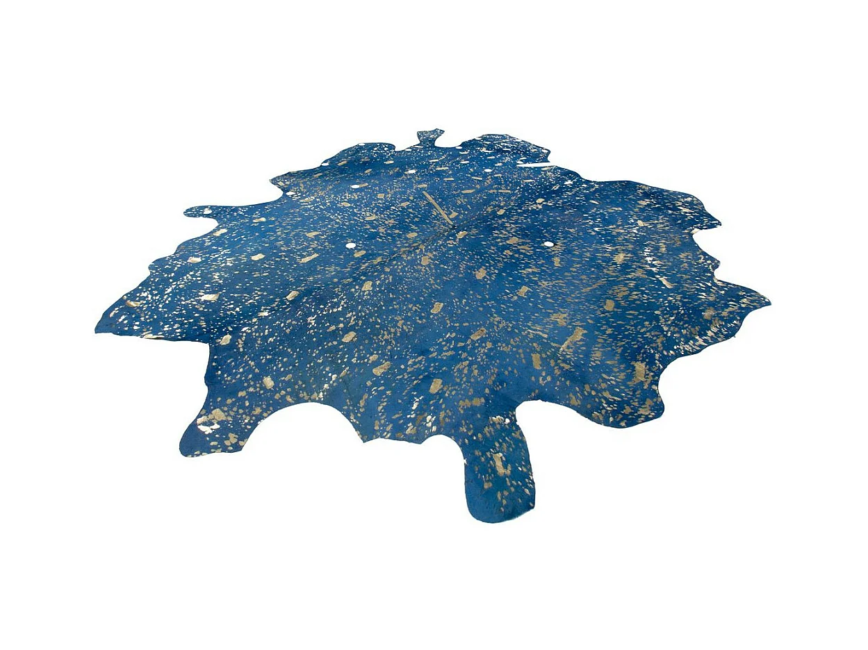 Tapis Peau de Vache "Glam" Bleu & Or 200 x 260 cm