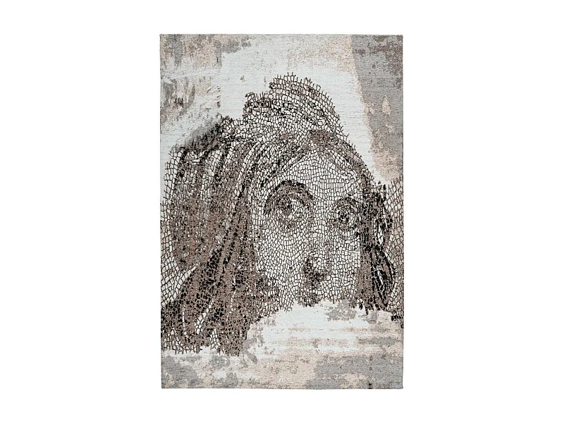 Tapis Vintage à Poils Courts "Iglesia" Taupe 120 x 170 cm