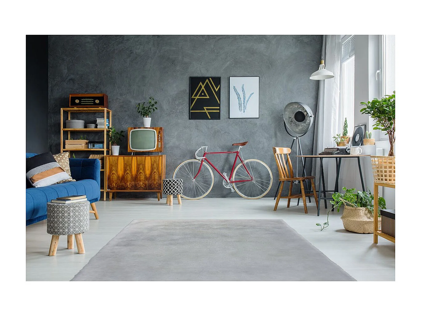 Tapis Tufté à la Main à Poils Longs "Rabbit" Bleu Gris 160 x 230 cm