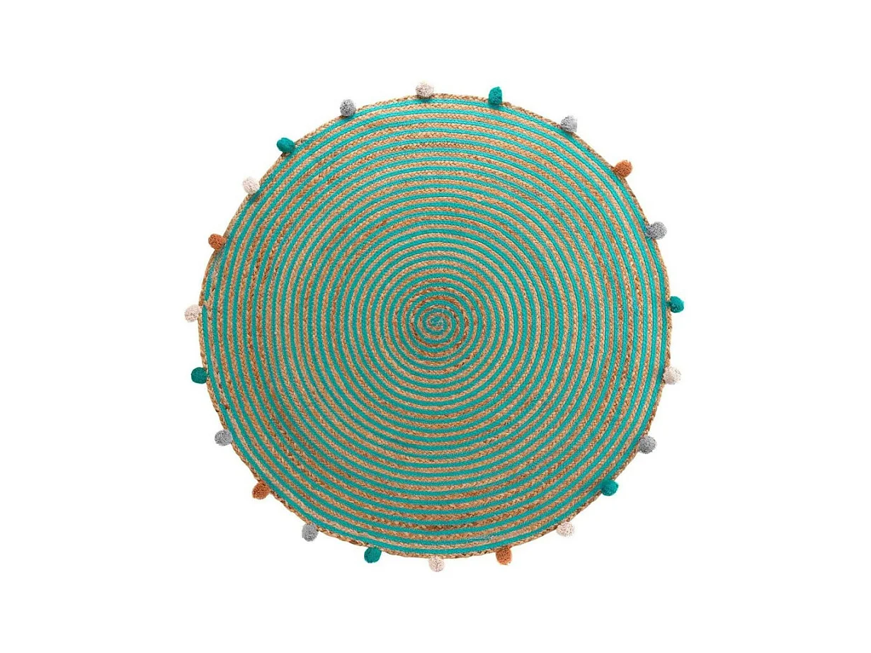 Tapis Enfant à Pompons Déco "Baloo" 90cm Vert