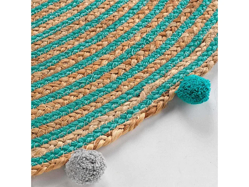 Tapis Enfant à Pompons Déco "Baloo" 90cm Vert