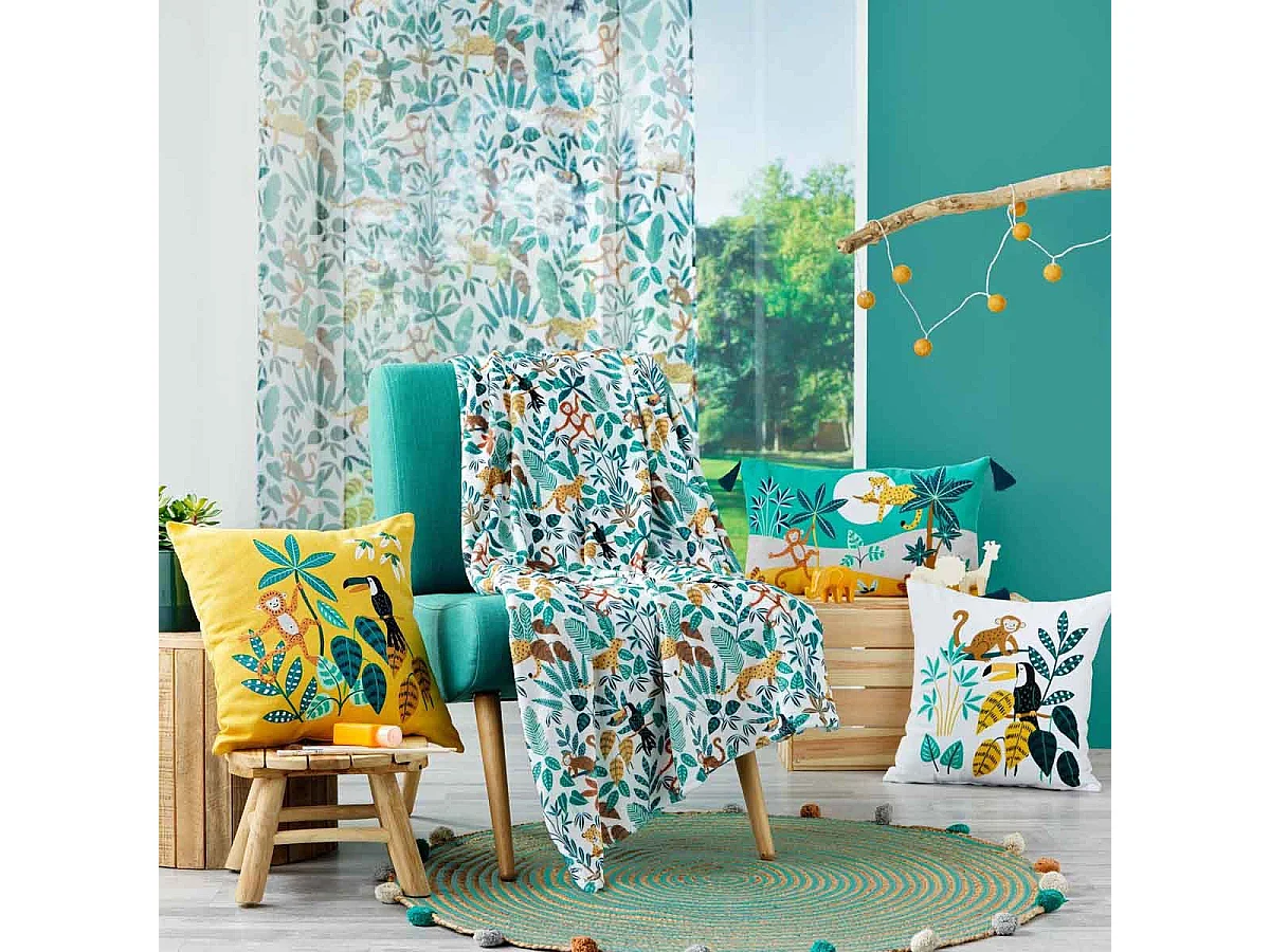 Tapis Enfant à Pompons Déco "Baloo" 90cm Vert