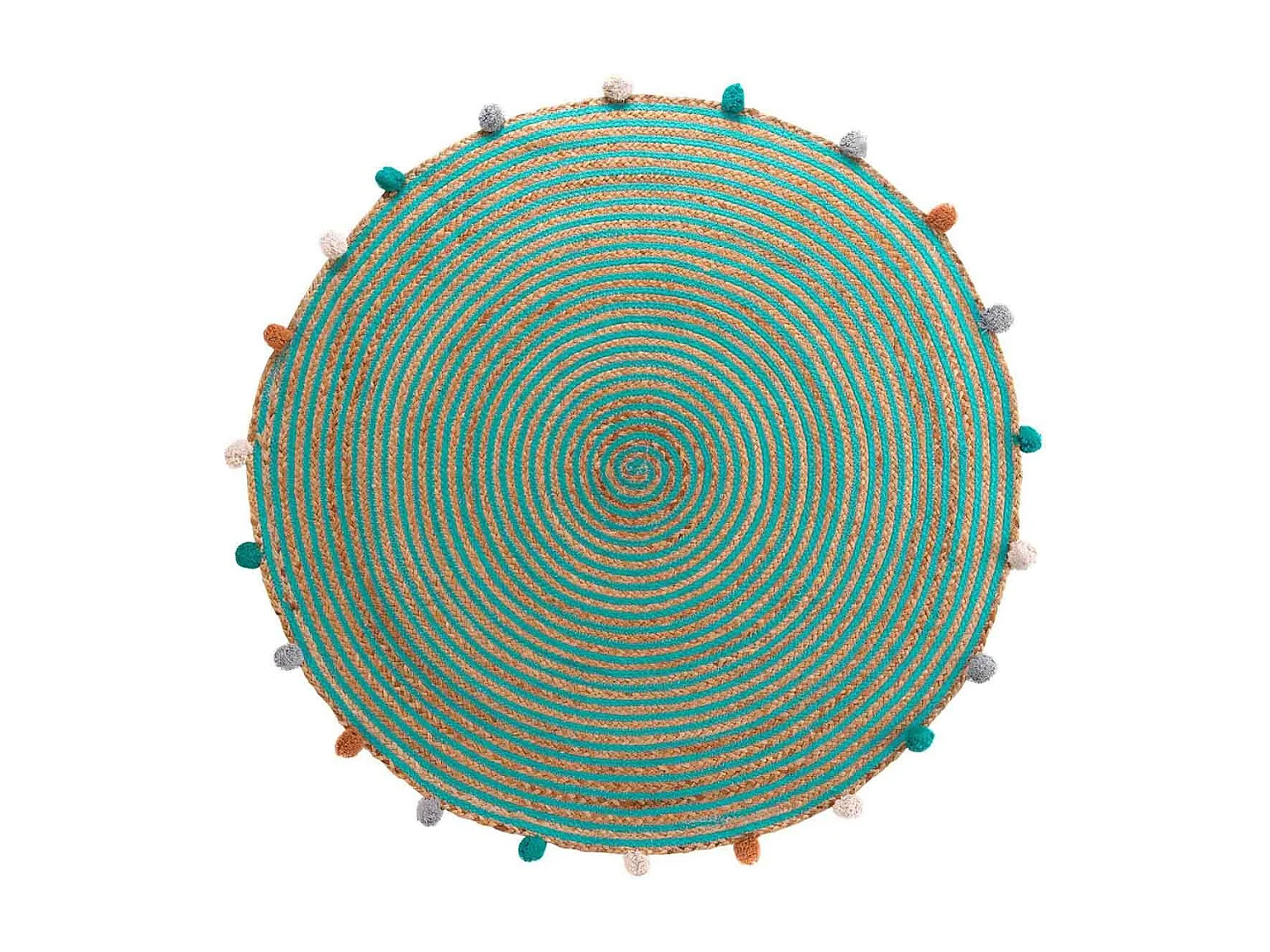 Tapis Enfant à Pompons Déco "Baloo" 90cm Vert