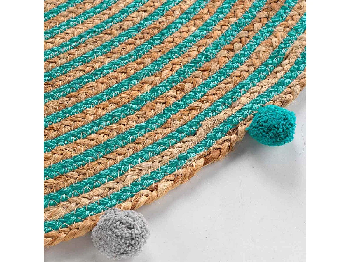 Tapis Enfant à Pompons Déco "Baloo" 90cm Vert