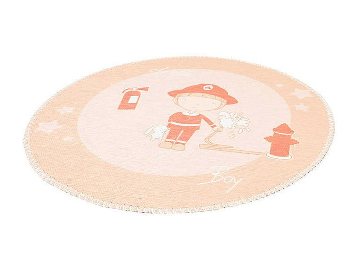 Tapis Rond Enfant Imprimé "Bambini" 160cm Orange