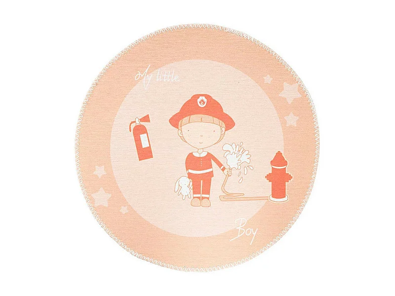Tapis Rond Enfant Imprimé "Bambini" 160cm Orange