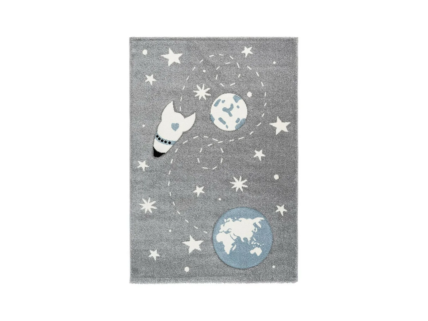 Tapis de Chambre Enfant Espace "Yowah" Argent 80 x 150 cm