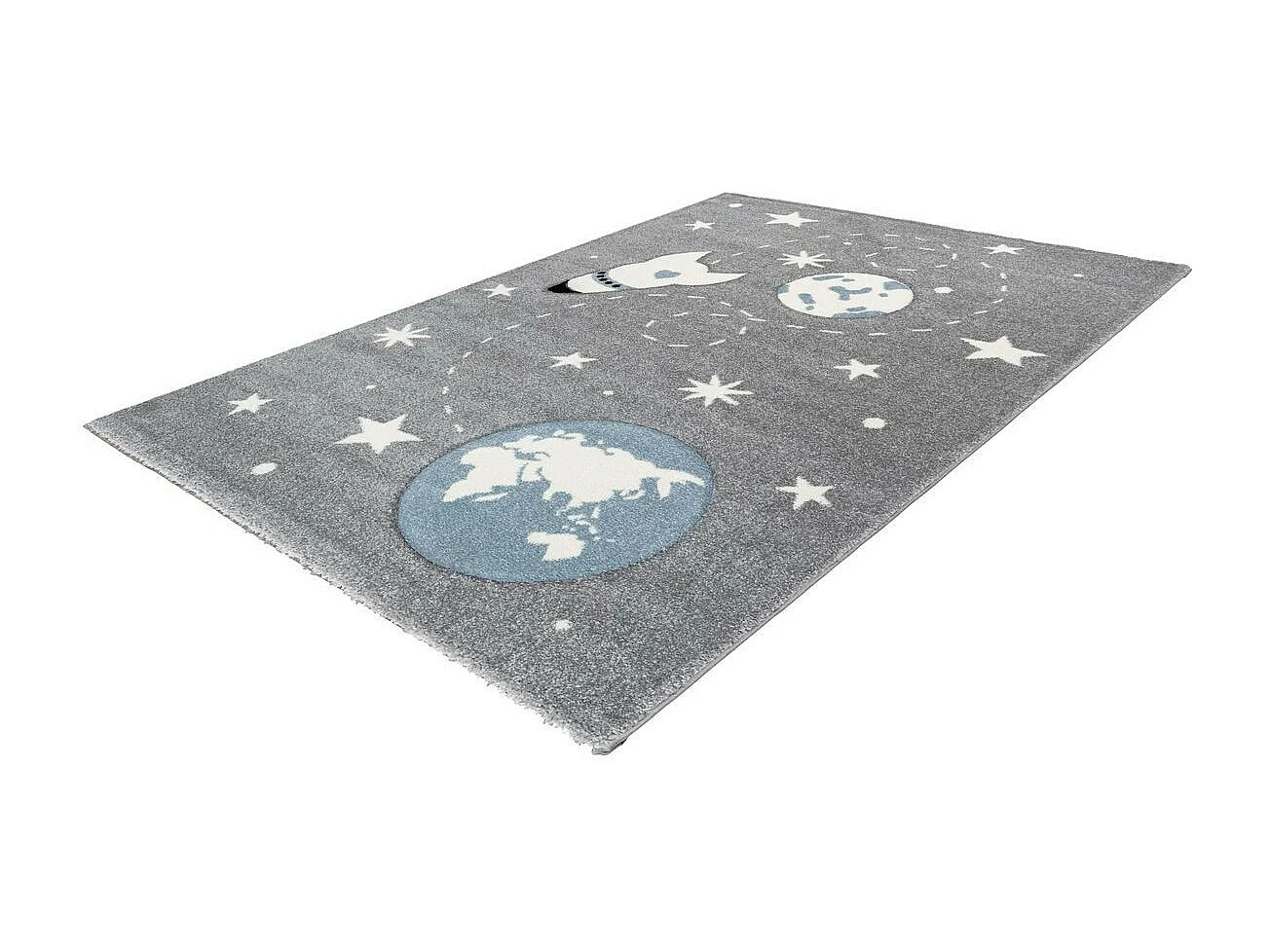 Tapis de Chambre Enfant Espace "Yowah" Argent 80 x 150 cm